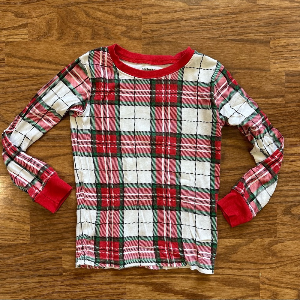 2pc Carter’s Size 7 7A Long Sleeve Cotton Christmas Holiday Plaid Pajamas EUC! - Picture 2 of 7